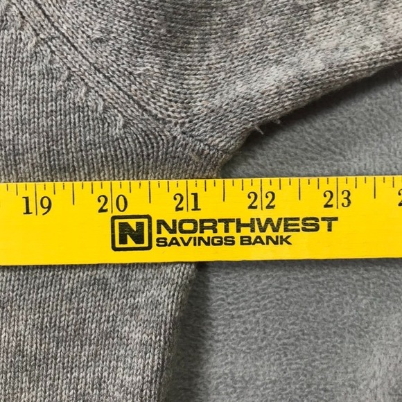 Raffi Sweater Men's Medium Grey 1/4 Button Mock Neck Wool Cashmere Elbow Patches - Picture 4 of 8